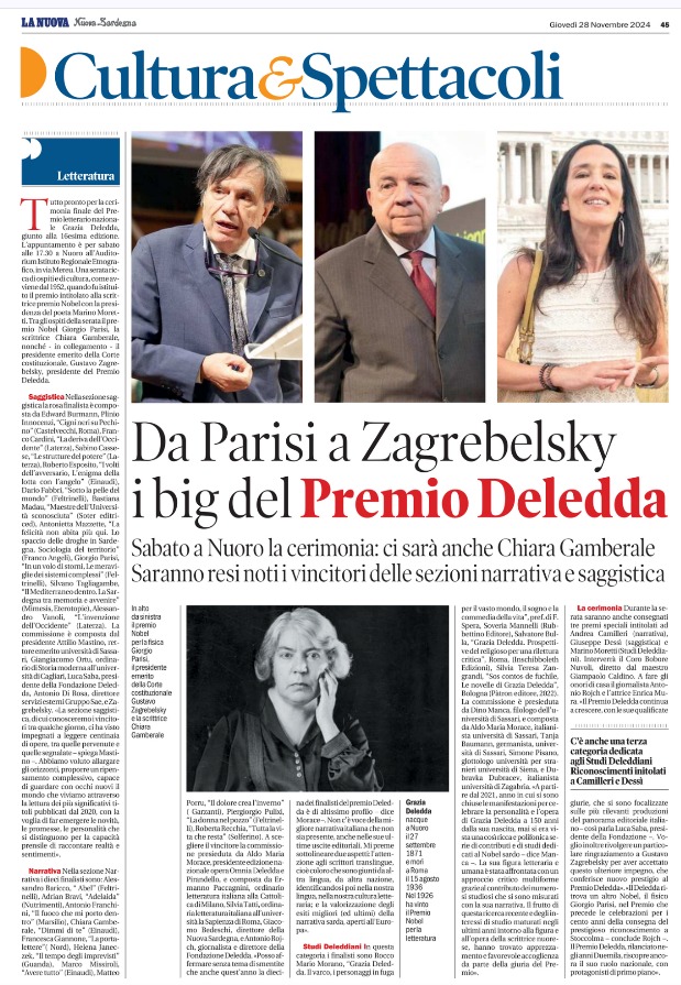 La Felicità non abita più qui tra i 10 finalisti del premio letterario nazionale "Grazia Deledda" (XVI edizione, sezione saggistica)