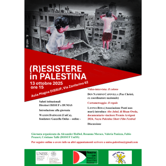 Locandina incontro (R)esistere in Palestina